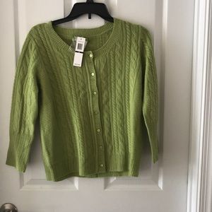 Green button up cashmere sweater